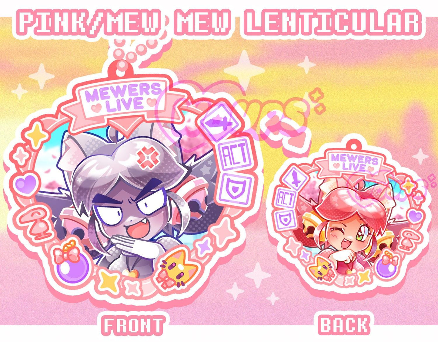 Deltarune - Pink Mew Mew Lenticular Keychain Charm