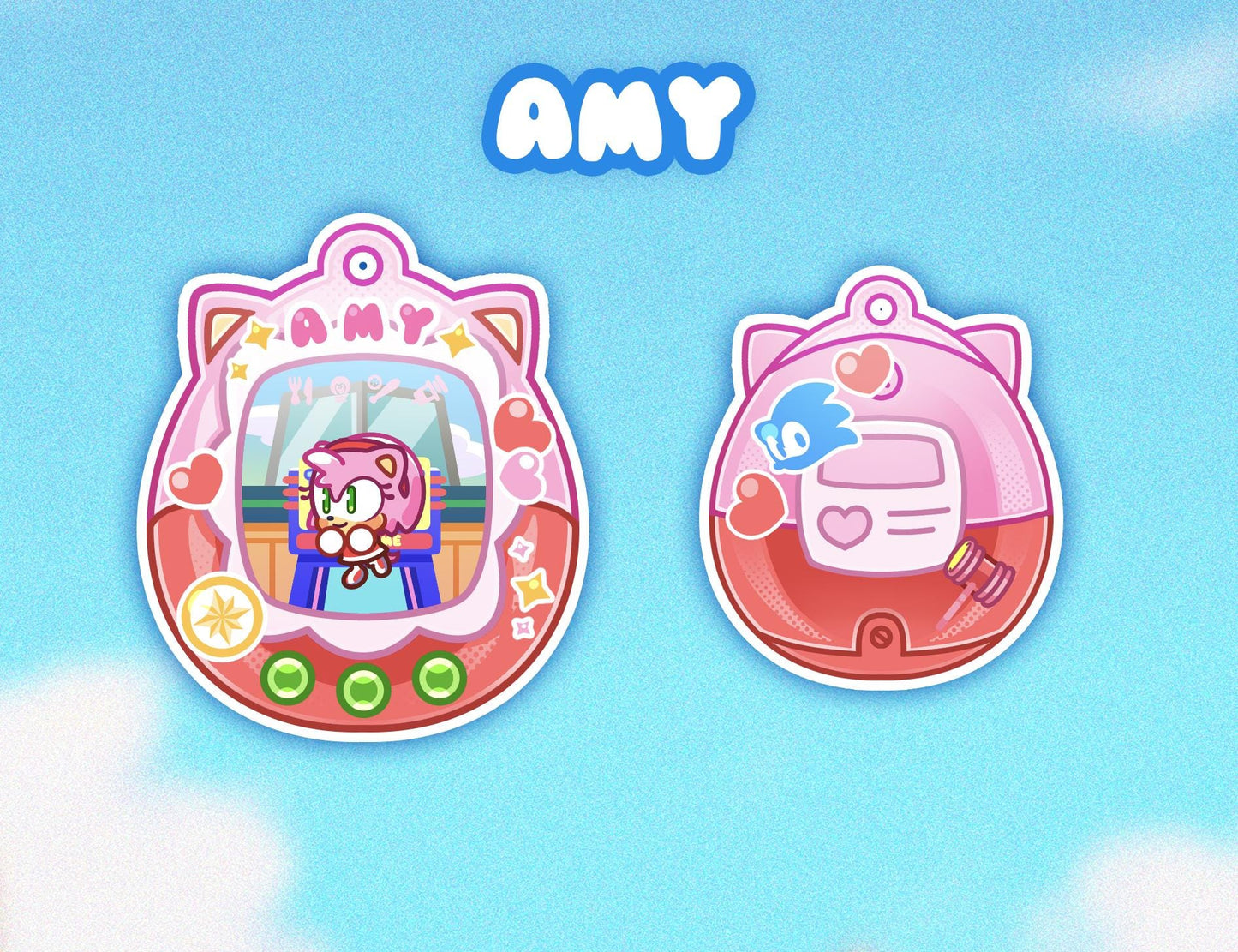 Sonic Tamagotchi Keychains - Shadow Chao Knuckles Tails Amy Silver Blaze Rouge