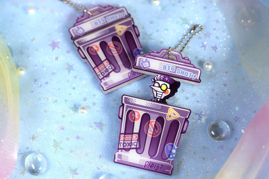 Deltarune - Spamton Trash Can Slide-Out Keychain Charm