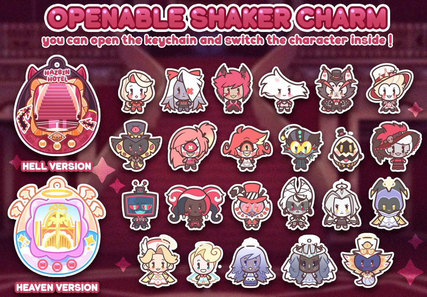 Hazbin Hotel Tamagotchi - Openable Shaker Keychain Charm
