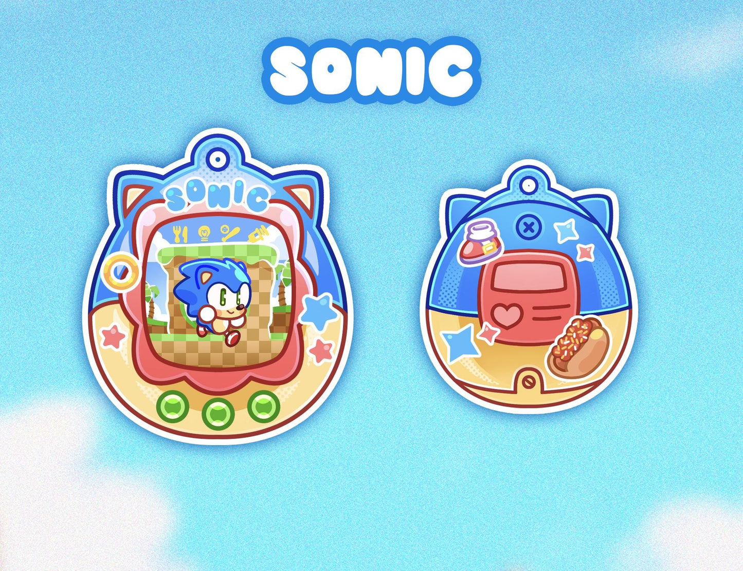 Sonic Tamagotchi Keychains - Shadow Chao Knuckles Tails Amy Silver Blaze Rouge