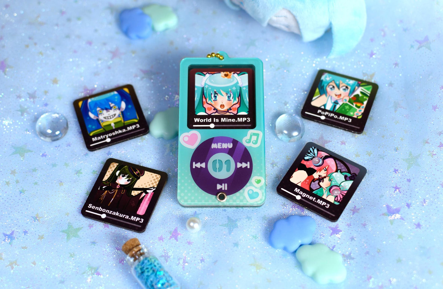 Hatsune Miku MP3 - Openable Customizable Keychain Songs Charm