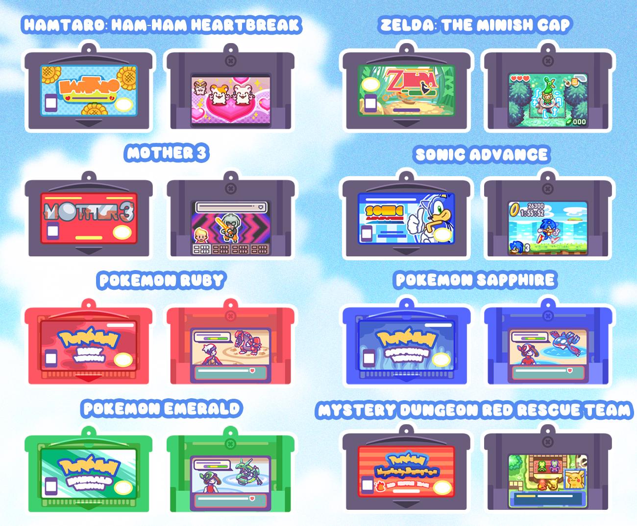 Customizable Gameboy Advance Keychains - Pokémon Sonic Zelda Hamtaro