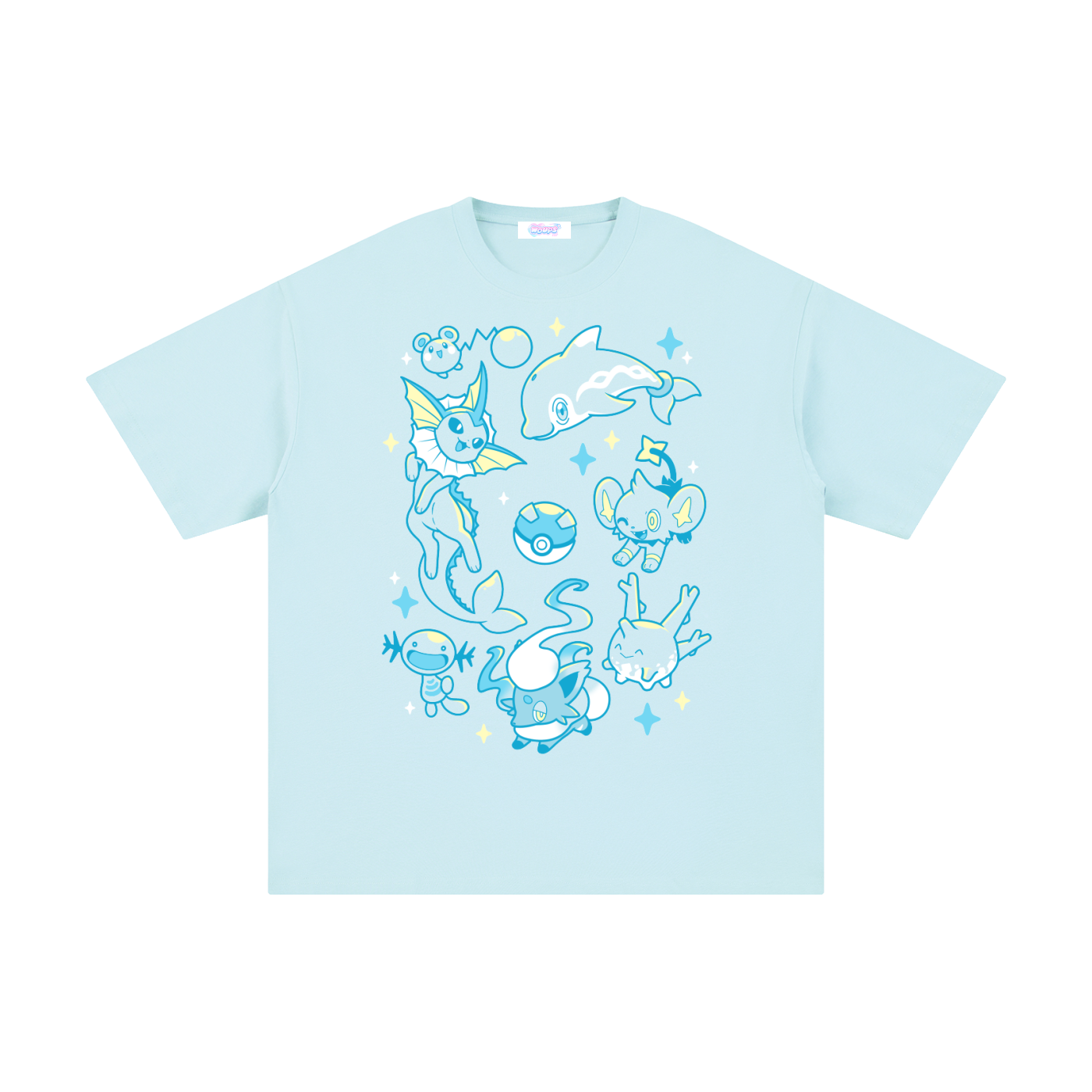 Blue Poké Friends - Pure Cotton T-Shirt