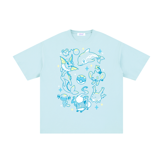 Blue Poké Friends - Pure Cotton T-Shirt
