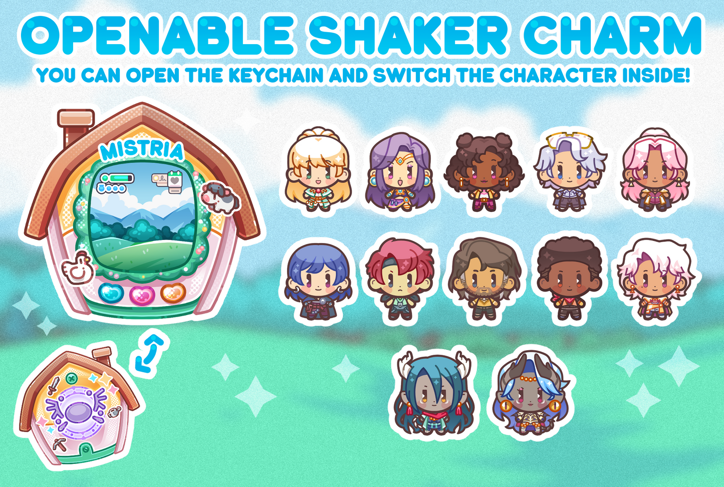 PREORDER - Fields of Mistria Tamagotchi - Openable Shaker Keychain Charm