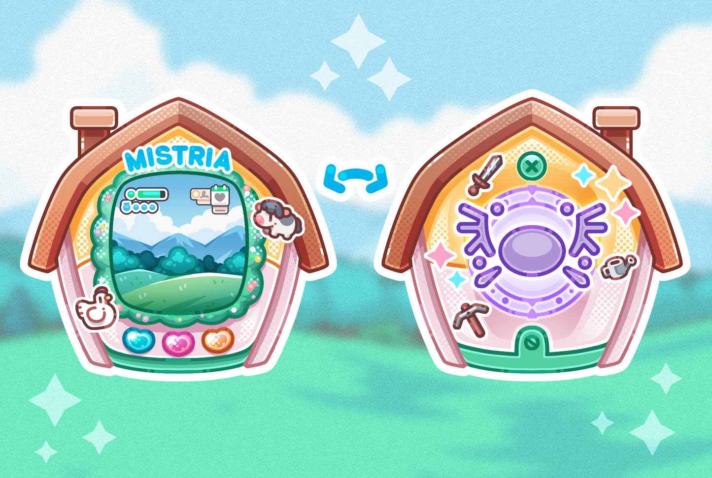 PREORDER - Fields of Mistria Tamagotchi - Openable Shaker Keychain Charm