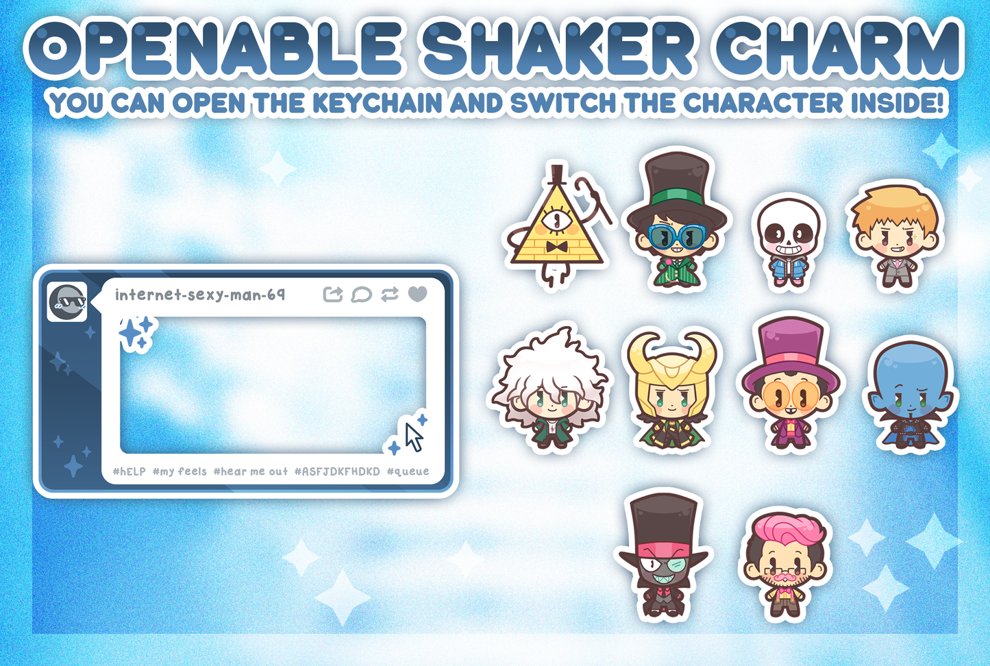 Internet Sexyman Openable Shaker Keychain Charm