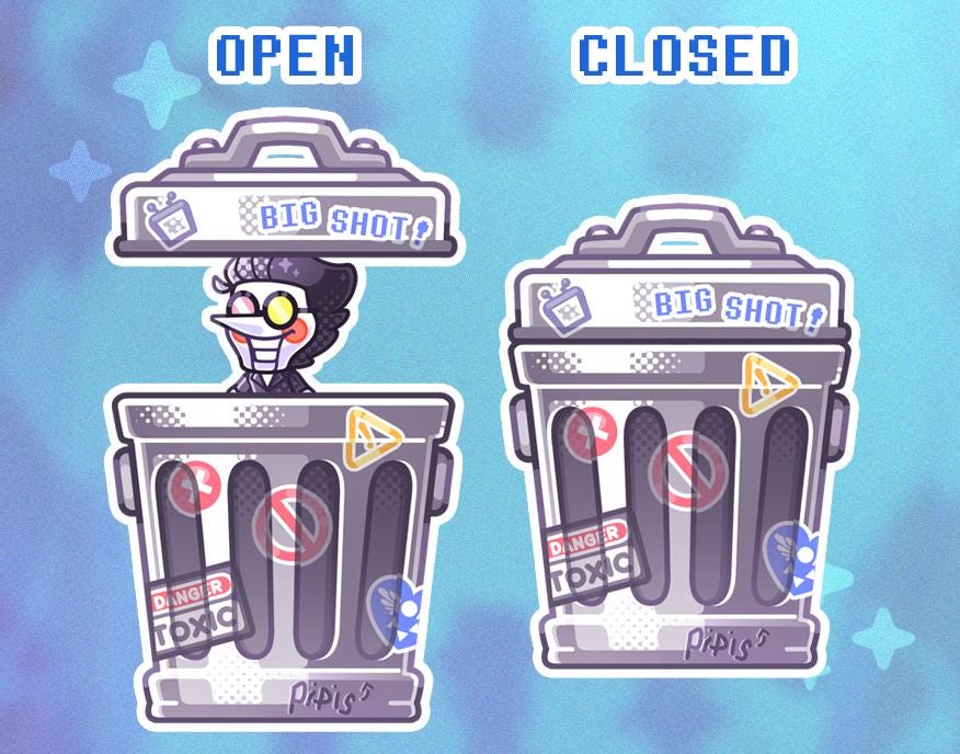 Deltarune - Spamton Trash Can Slide-Out Keychain Charm