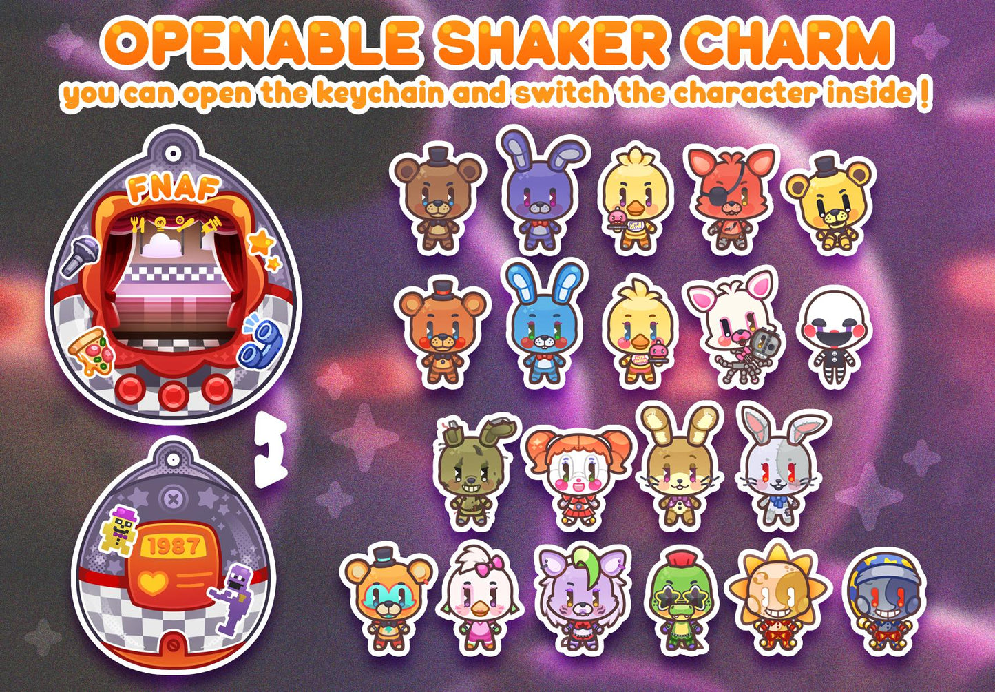 FNAF Tamagotchi - Openable Shaker Keychain Charm