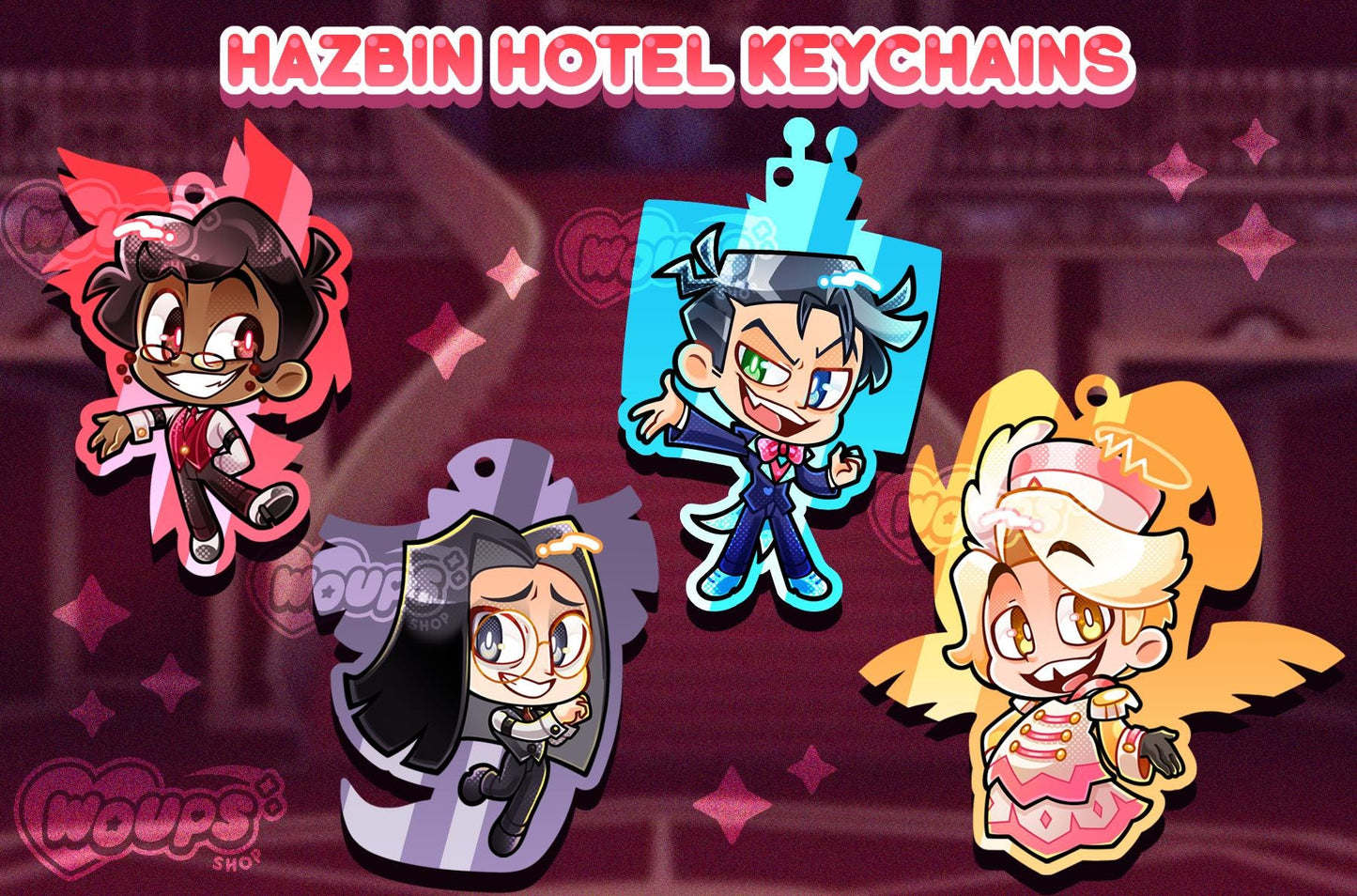 Hazbin Hotel - Colored Translucent Keychains - Alastor Sir Pentious Abel Vox