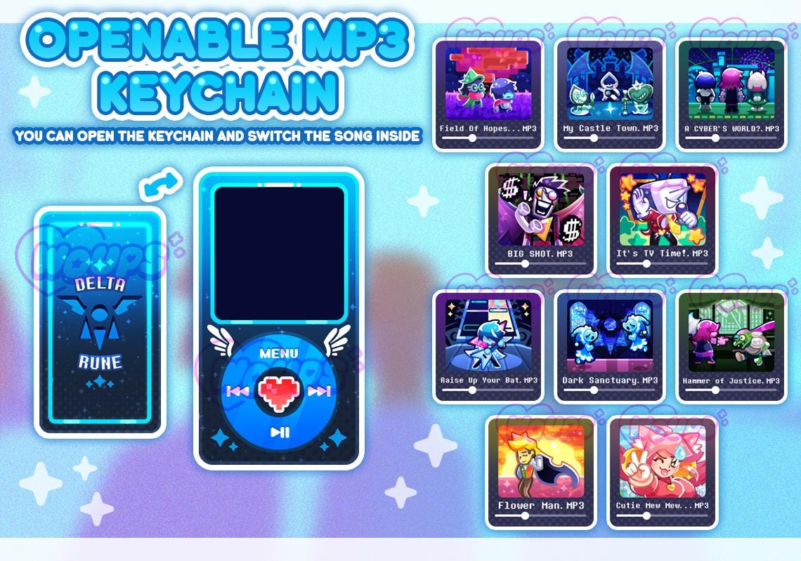 PREORDER - Deltarune MP3 - Openable Customizable Keychain Songs Charm