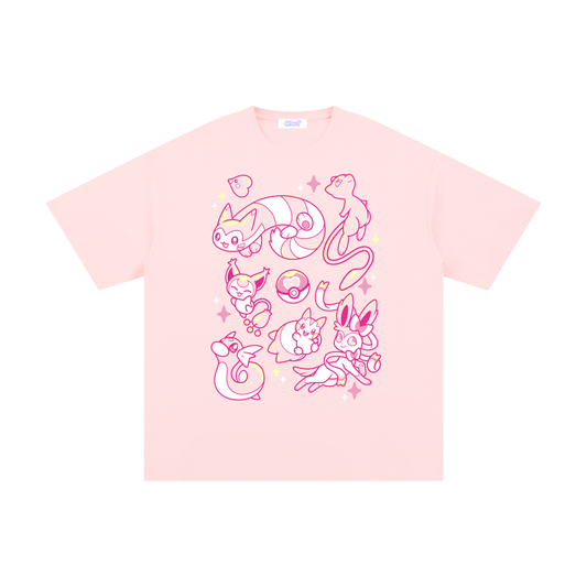 Pink Poké Friends - Pure Cotton T-Shirt